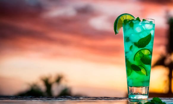 mojito cocktail in a glass. Selective focus. drink.