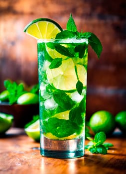 mojito cocktail in a glass. Selective focus. drink.