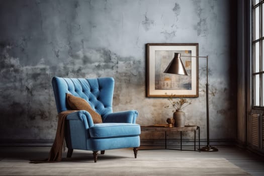 Vibrant Blue armchair modern. Navy design. Generate Ai