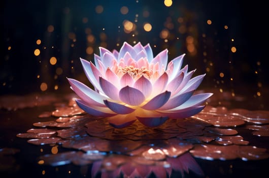 Lotus pink purple. Water candle star. Generate Ai