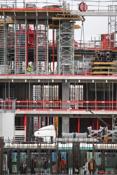 Paris, France, February 13, 2024, Construction site in Paris, House and buildings construction, High quality photo