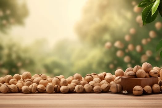 Macadamia nuts. Raw seed nut. Generate Ai