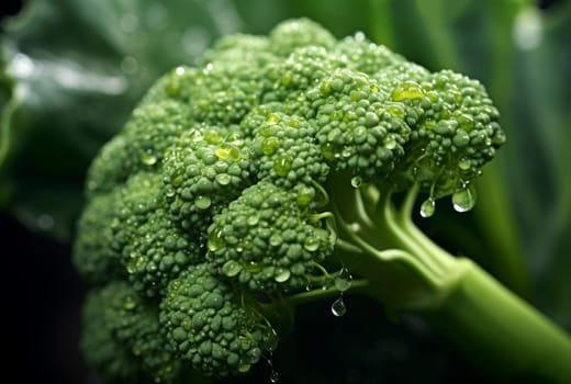 Edible Macro broccoli. Nature fresh salad. Generate Ai