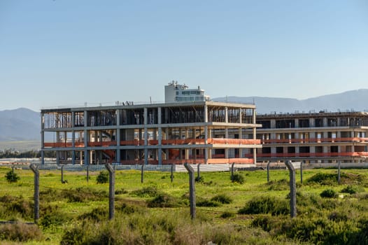construction of a residential complex in winter in Cyprus