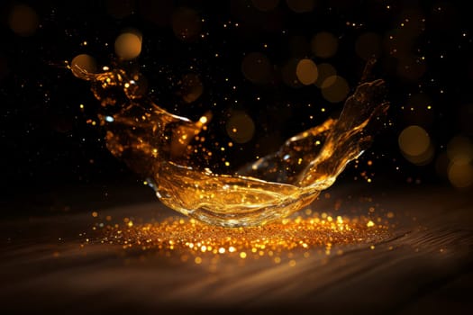 Sparkling Festive gold glitter. Golden shine dark. Generate Ai