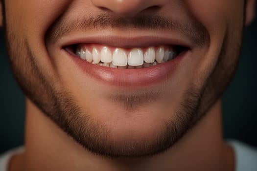 Charming Man beautiful smile. White dental. Generate Ai