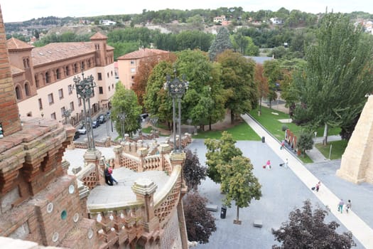 Steps of the historic Oval Stairs in moorish style in Teruel, Spain