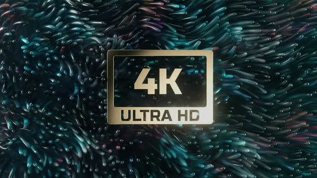 3d render Golden logo 4k ultra hd on an abstract seaweed background in 4k
