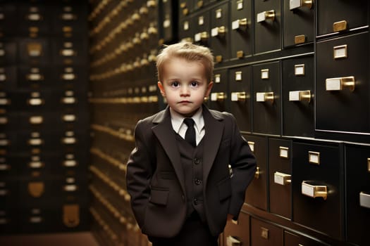 Patient Archivist child boy. Archive organization. Generate AI