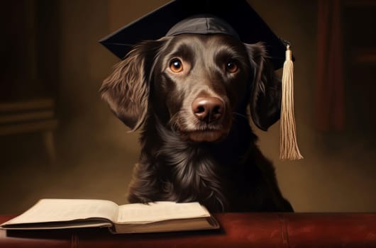 Meticulous Graduate dog school. Pet education. Generate Ai