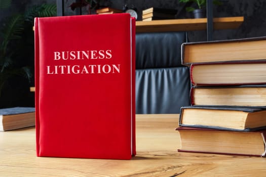 Business litigation rules book in the office.