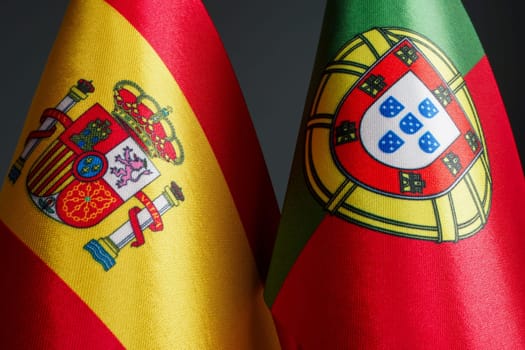 Flags of Spain and Portugal as symbol of cooperation.
