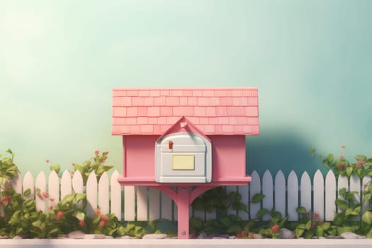 Colorful House mailbox banner. Home old paper. Generate Ai