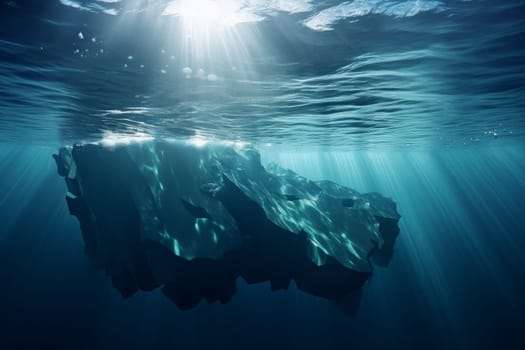Dazzling Underwater iceberg. Ocean nature landscape. Generate Ai