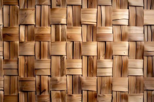 Flat full-frame seamless texture of wicker bamboo wall. Neural network generated image. Not based on any actual scene or pattern.