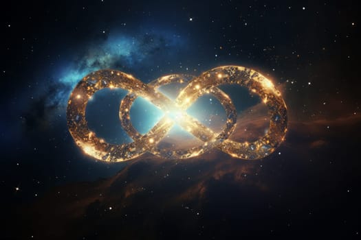 Mysterious Infinity sign universe. Galaxy sky. Generate Ai
