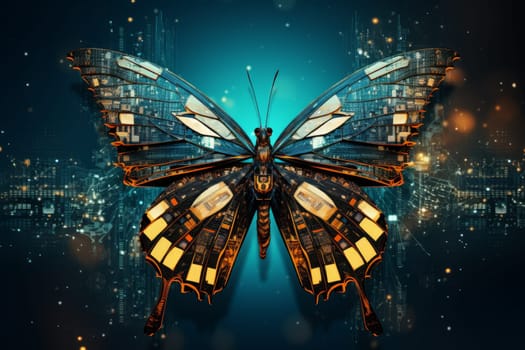 Innovative Information technology butterfly. Internet economy. Generate Ai