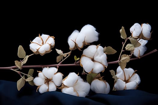Delicate Bouquet of cotton. White branch. Generate Ai
