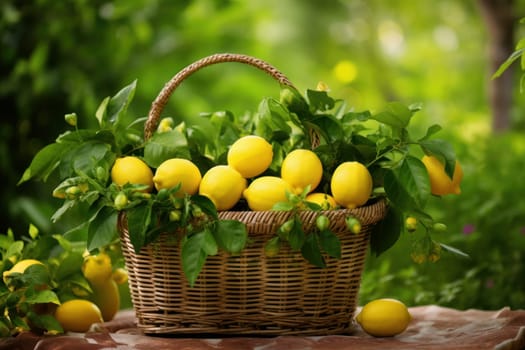 Tangy Lemon basket garden. Natural diet nutrition. Generate Ai