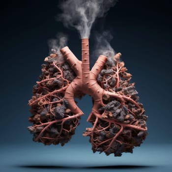 Darkened Lungs after smoking. Cigarette toxic. Generate Ai