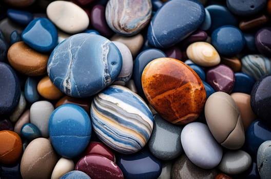 Multihued Macro stones colorful. Abstract gem pebble. Generate Ai