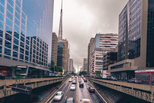 Low angle view from Paulista Avenue, São Paulo Brazil. Februari 19 2024.