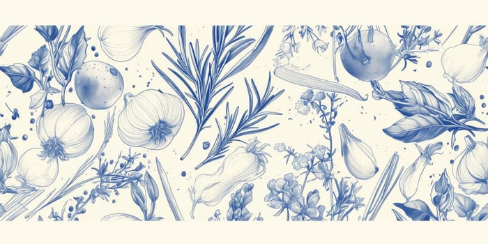 drawing seamless pattern with vegetables and fruits at white background hand drawn illustration