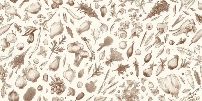 drawing seamless pattern with vegetables and fruits at white background hand drawn illustration