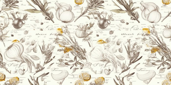 drawing seamless pattern with vegetables and fruits at white background hand drawn illustration