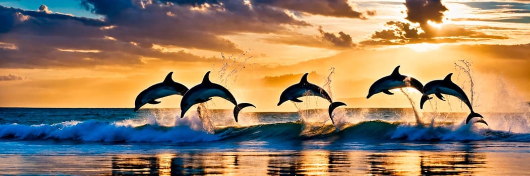 dolphins jump out of the sea. Selective focus. animal.