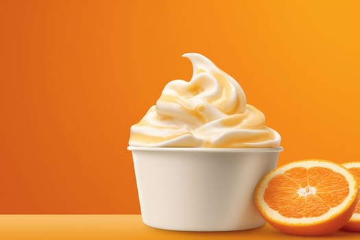 Creamy frozen yogurt with a tangy orange flavor.