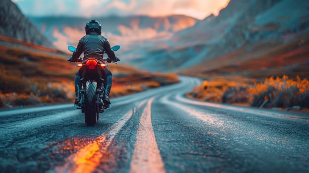 professional motorbike rider on road, motorcycle on road with the beautiful nature landscape view.