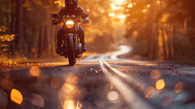 professional motorbike rider on road, motorcycle on road with the beautiful nature landscape view.