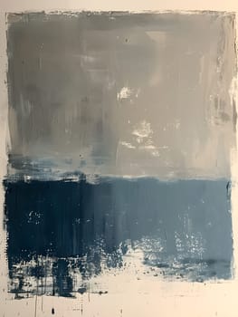 A stunning black and white painting featuring a large rectangle of water under an electric blue sky. The liquid appears fluid and glasslike, reflecting the artistry of the transparent material