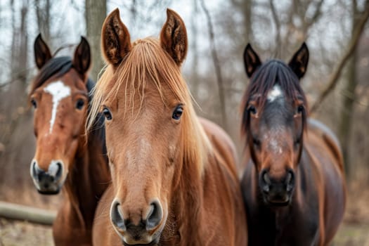 a close up of a horse's face in the background .AI generative.