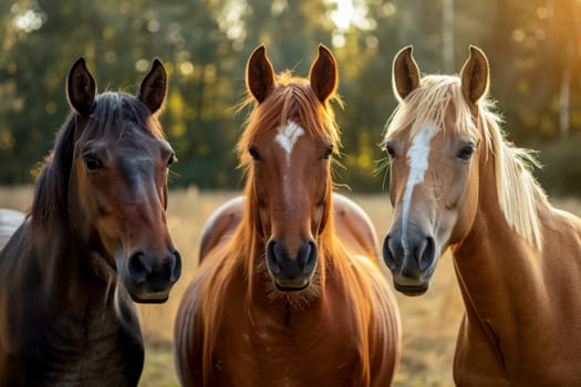 a close up of a horse's face in the background .AI generative.