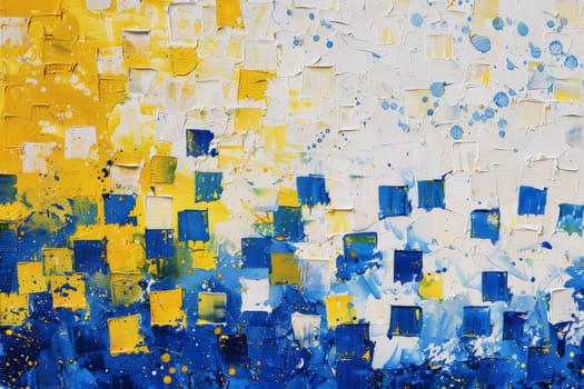 an image of a blue and yellow colorful pixelated background Generative AI.