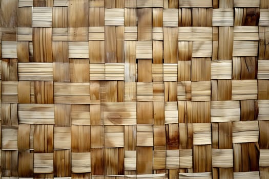 Flat full-frame seamless texture of wicker bamboo wall. Neural network generated image. Not based on any actual scene or pattern.