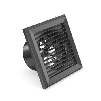 Black bathroom exhaust fan on white background