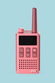 Pink walkie talkie on blue background