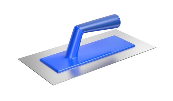 Plastering trowel with blue plastic handle isolated on a white background