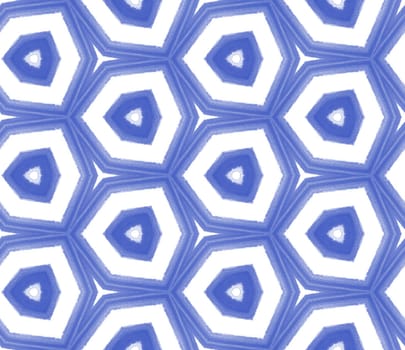 Exotic seamless pattern. Indigo symmetrical kaleidoscope background. Summer swimwear exotic seamless design. Textile ready creative print, swimwear fabric, wallpaper, wrapping.