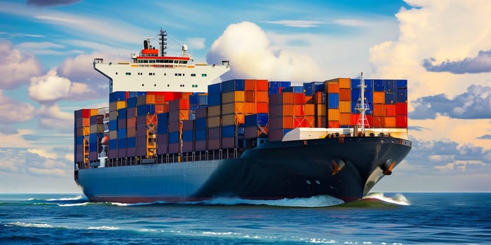 Cargo ship container in the ocean transportation, shipping freight transportation