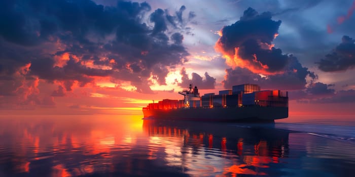 Cargo ship container in the ocean transportation, shipping freight transportation