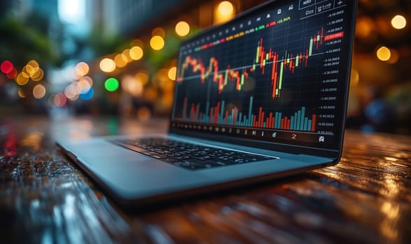 Investment chart of the stock market on the monitor. Selective soft focus.