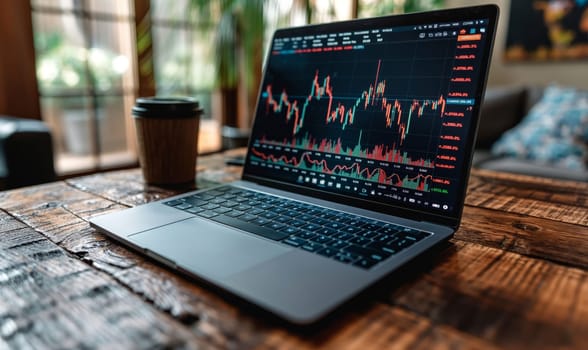 Investment chart of the stock market on the monitor. Selective soft focus.