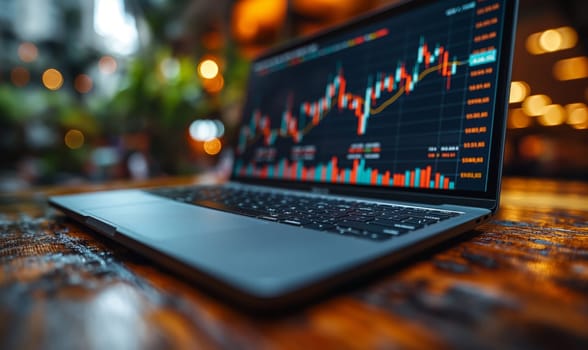 Investment chart of the stock market on the monitor. Selective soft focus.