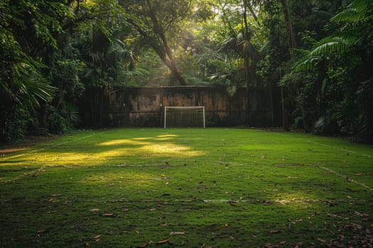 Soccer field at home. Generative AI.