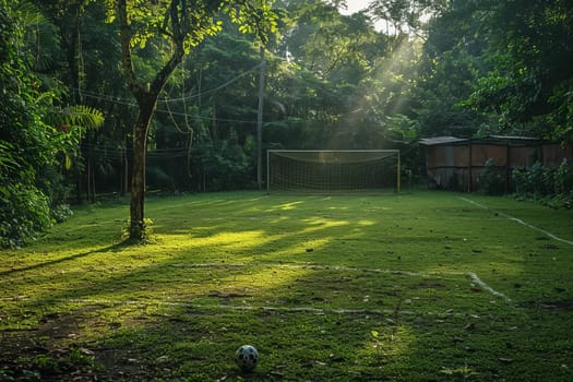 Soccer field at home. Generative AI.