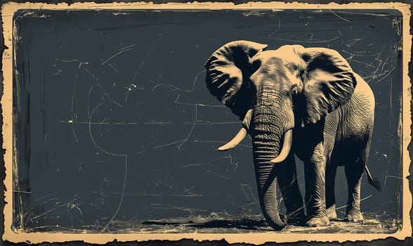 Image of an elephant on a vintage background. Selective soft focus